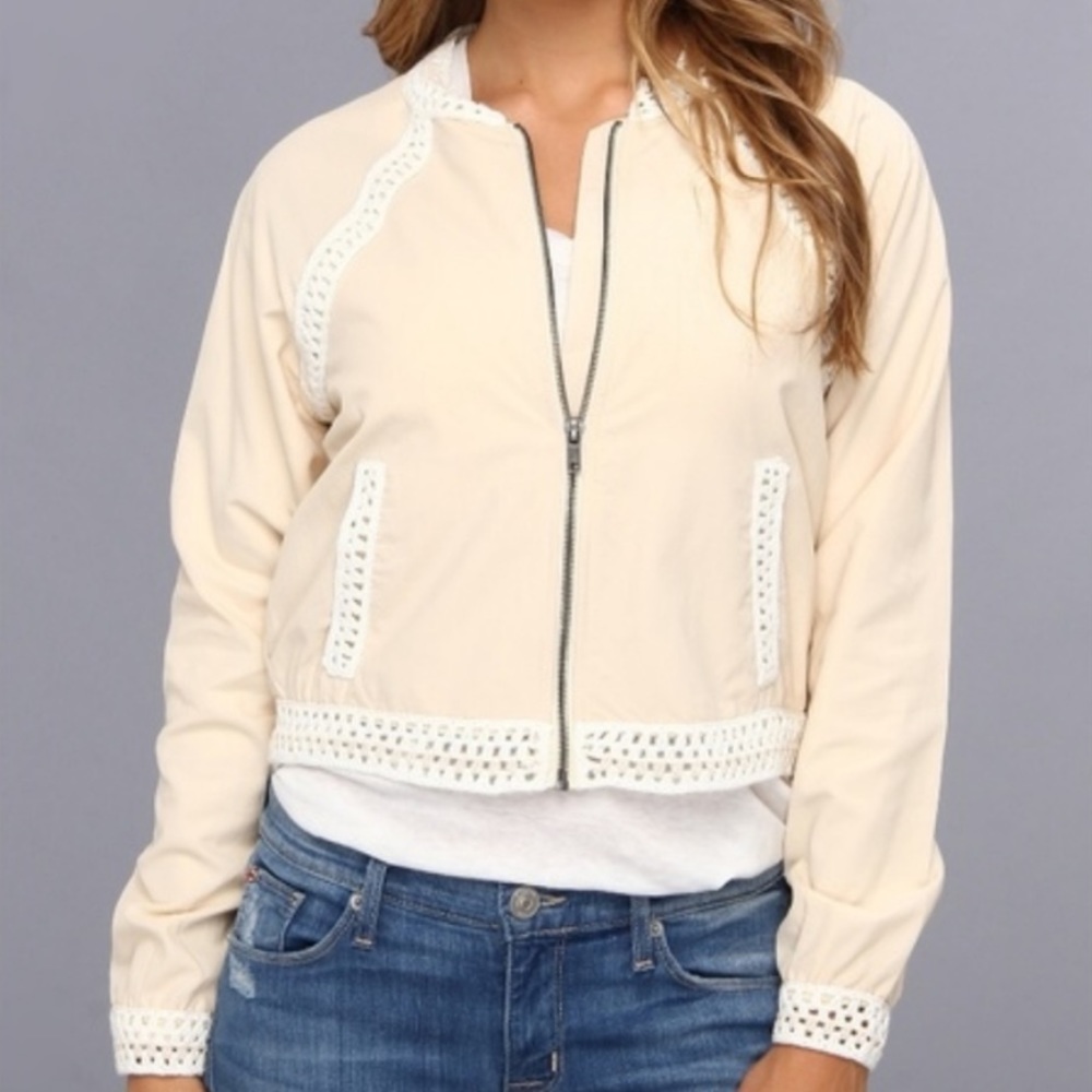 Free People baseball crochet jacket